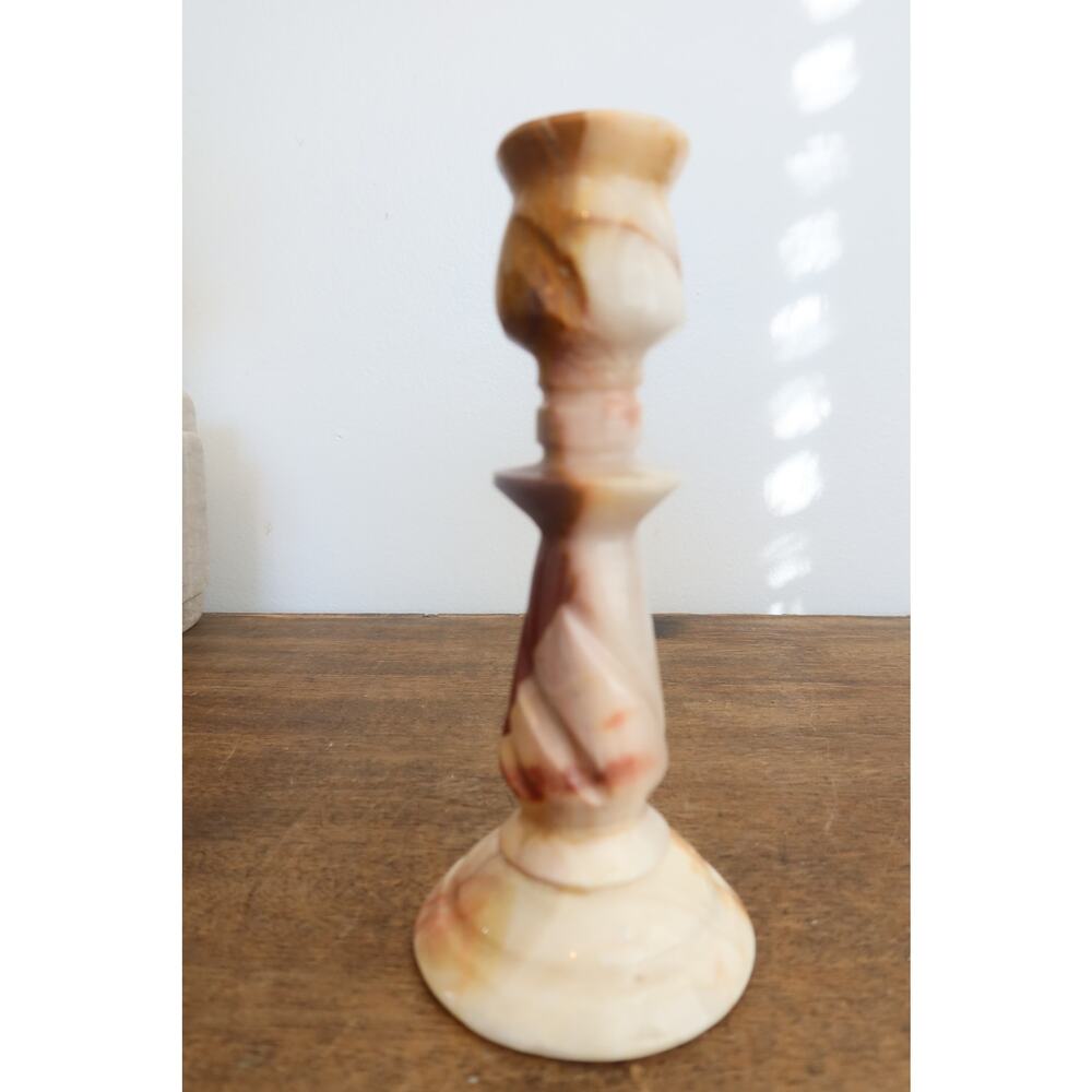 Vintage Hand Carved Onyx Candle Holder 6.25" Tall